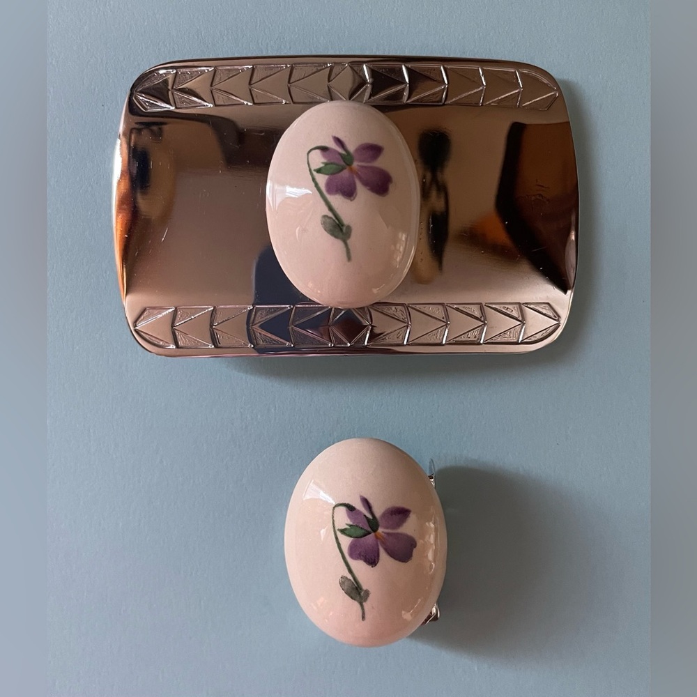 Floral Belt Buckle and Scarf Clip Set